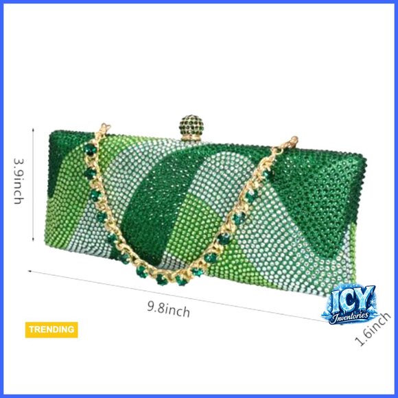 Rhinestone Evening Clutch with Removable Chains for Formal Events
